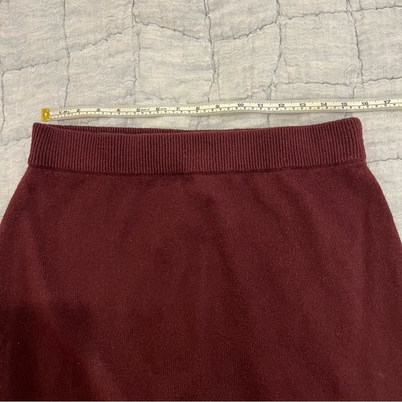 Talbots Ribbed Knit Pull On Midi Skirt Womens Medium Maroon Burgundy Stretch - Picture 7 of 10